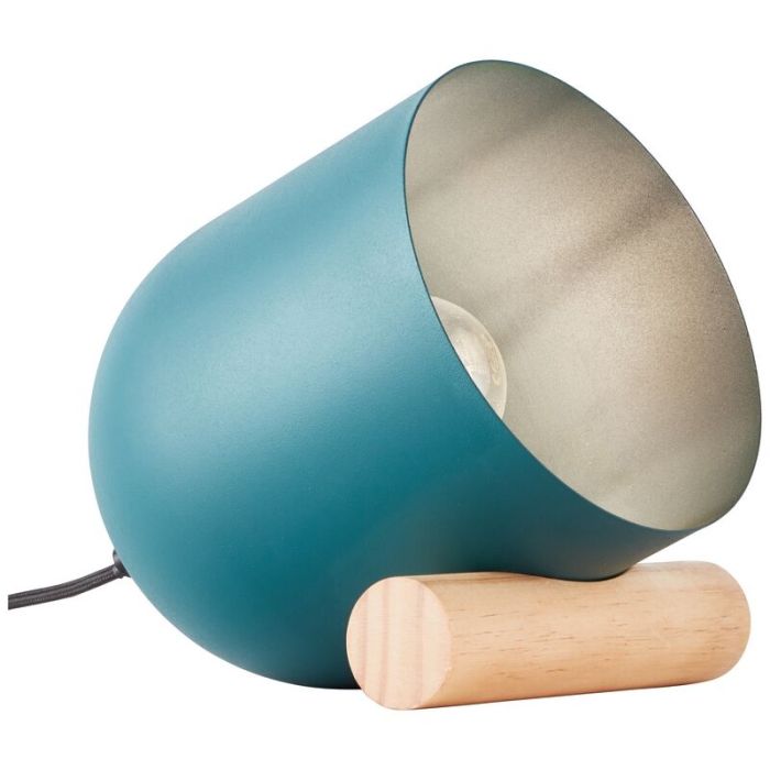 Lampada da tavolo in legno blu, Riaz, con interruttore