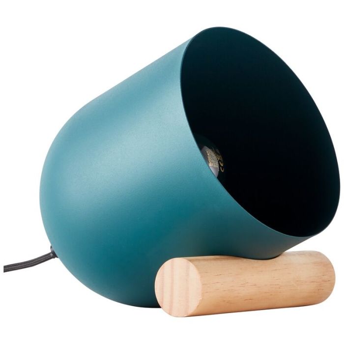 Lampada da tavolo in legno blu, Riaz, con interruttore
