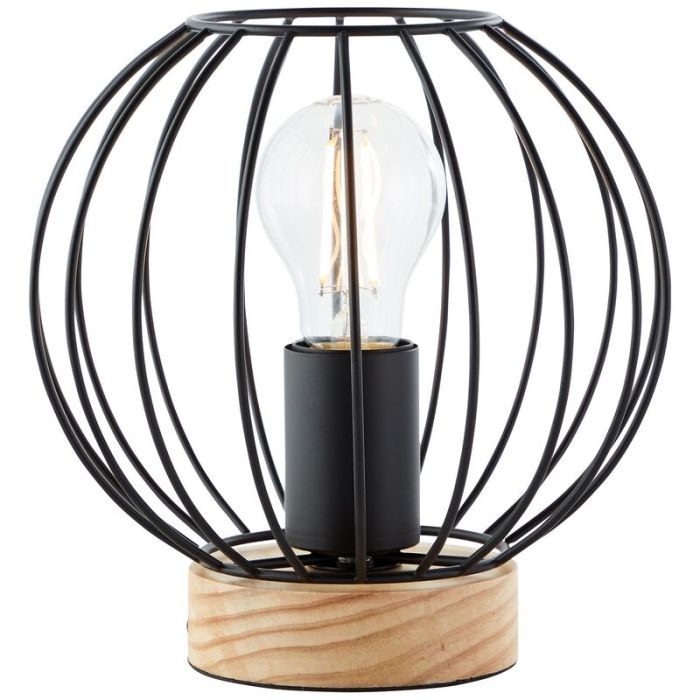 Lampada da tavolo in legno nera, Donato, con interruttore