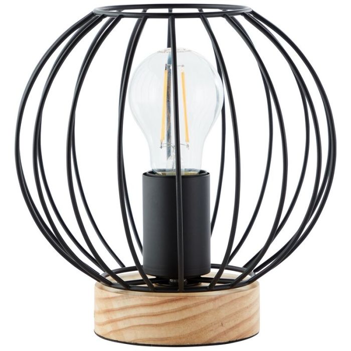 Lampada da tavolo in legno nera, Donato, con interruttore