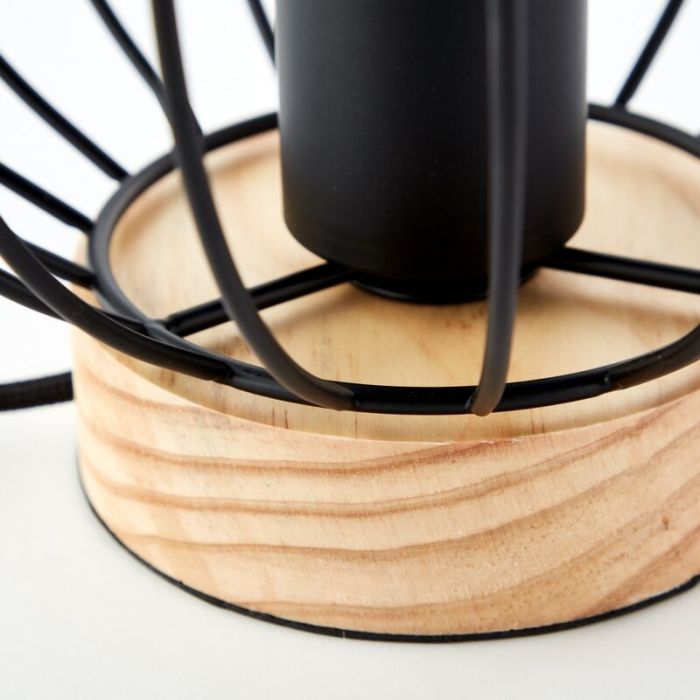 Lampada da tavolo in legno nera, Donato, con interruttore