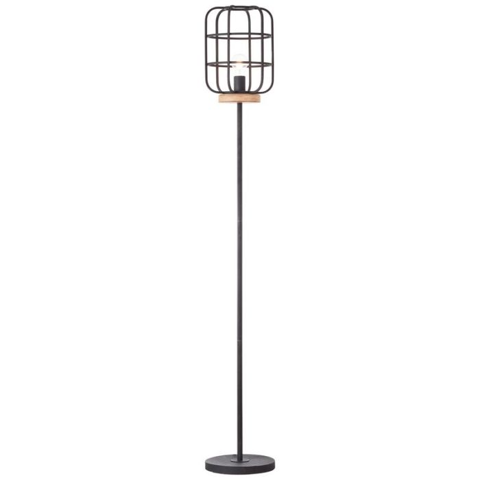 Lampada da terra in legno nera, Taede, con interruttore