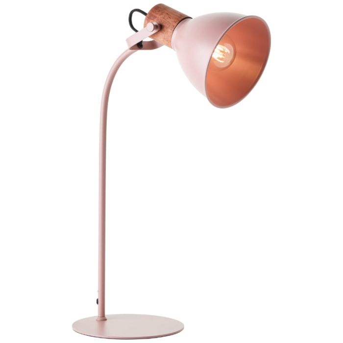 Lampada da tavolo rosa rustica, Thalina, con interruttore