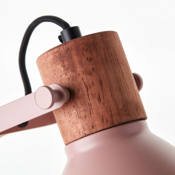 Lampada da tavolo rosa rustica, Thalina, con interruttore