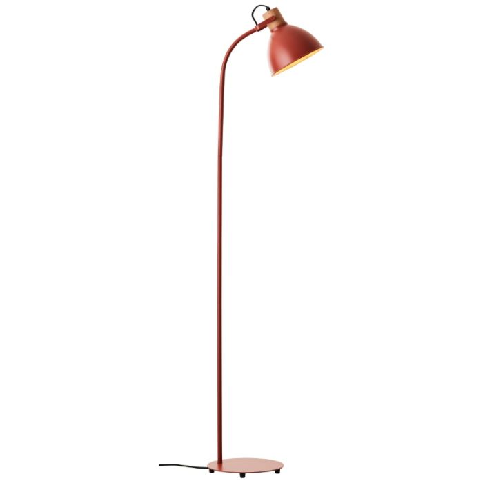 Lampada da terra rossa rustica, Thalina, con interruttore