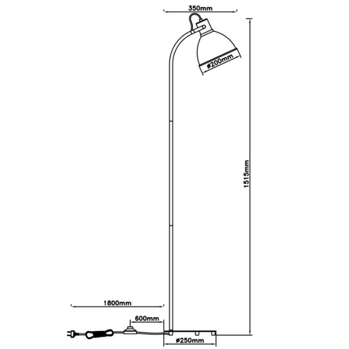 Lampada da terra rosa rustica, Thalina, con interruttore