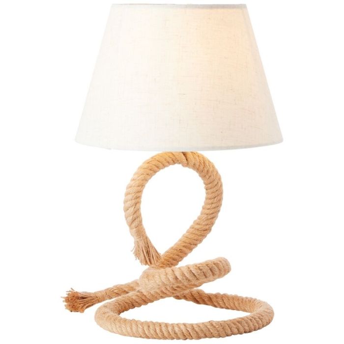 Lampada da tavolo bianca rustica, Boyke, con interruttore