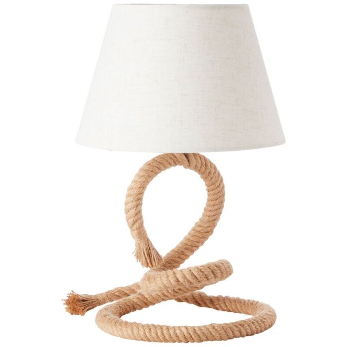 Lampada da tavolo bianca rustica, Boyke, con interruttore