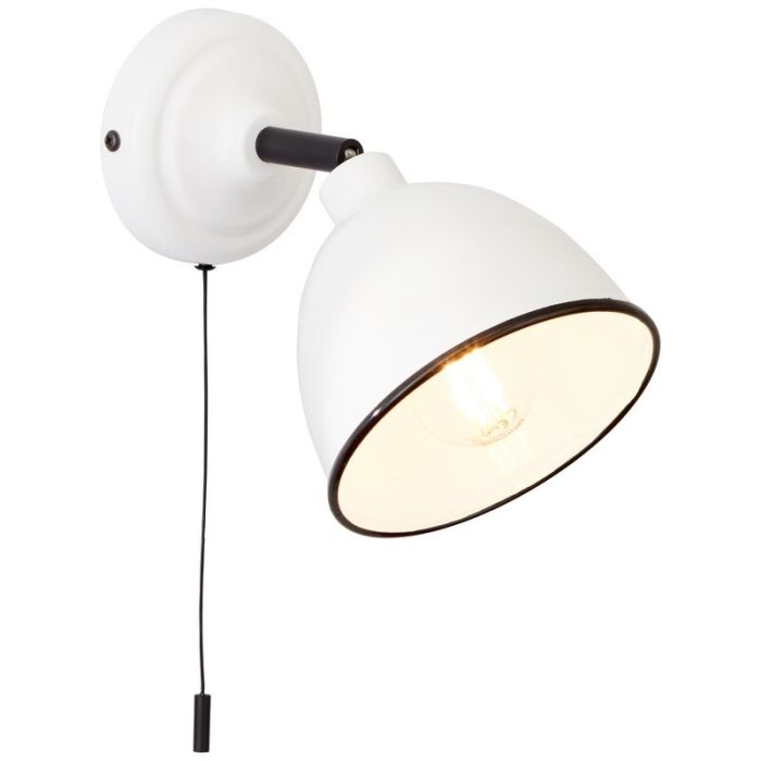 Faretto da parete bianco classico, Anouk, con interruttore a strappo