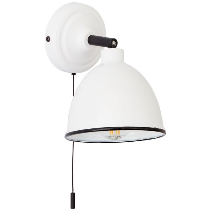 Faretto da parete bianco classico, Anouk, con interruttore a strappo