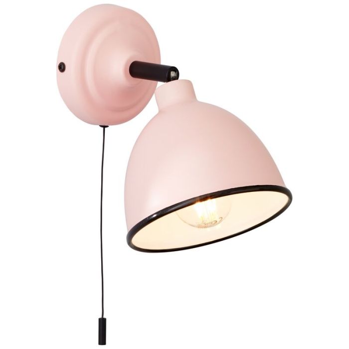Faretto da parete rosa classico, Anouk, con interruttore a strappo