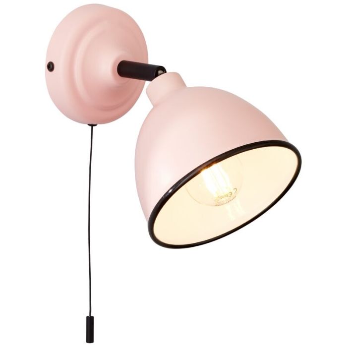 Faretto da parete rosa classico, Anouk, con interruttore a strappo