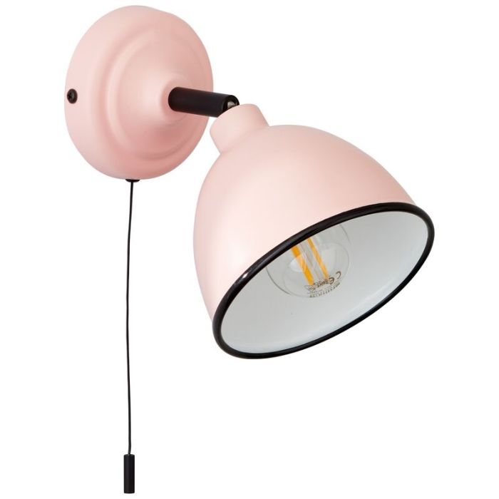 Faretto da parete rosa classico, Anouk, con interruttore a strappo