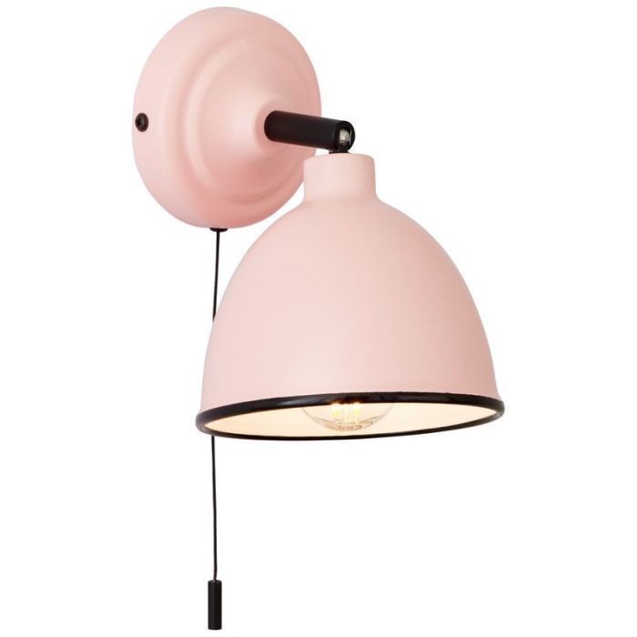 Faretto da parete rosa classico, Anouk, con interruttore a strappo