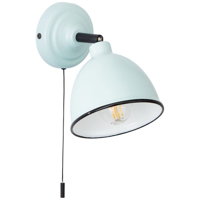 Faretto da parete blu classico, Anouk, con interruttore a strappo