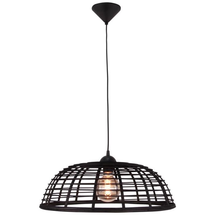 Lampada a sospensione in legno nera, Deacon