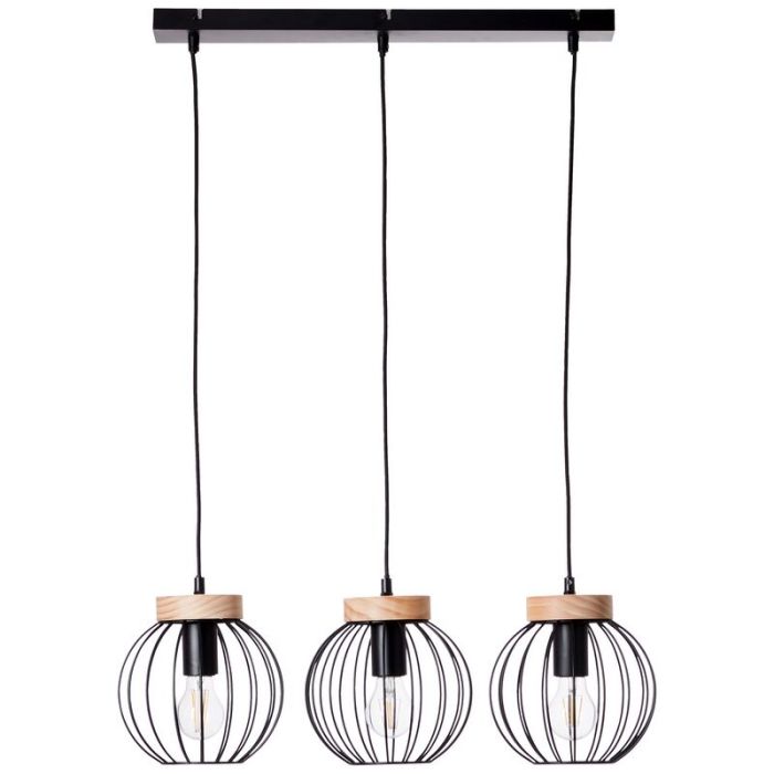Lampada a sospensione in legno nera, Donato