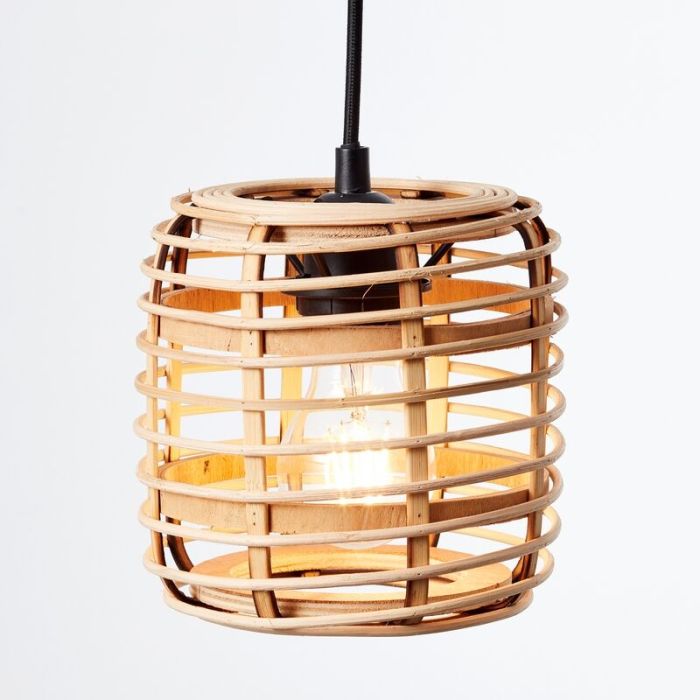 Lampada a sospensione in legno nera, Deacon