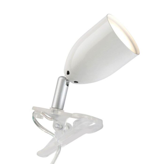 Faretto con pinza bianco in plastica, Keke, con interruttore