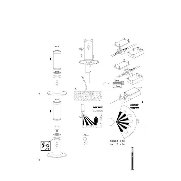 Lampione da giardino con sensore di movimento cromato in plastica, Sage, 5W, 3000K LED, IP44
