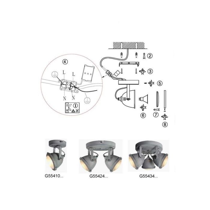 Faretto da soffitto grigio industriale, Liza