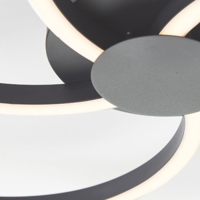 Lampada da soffitto nera design, Somia, 32W, 3000K LED, dimmer in 3 fasi