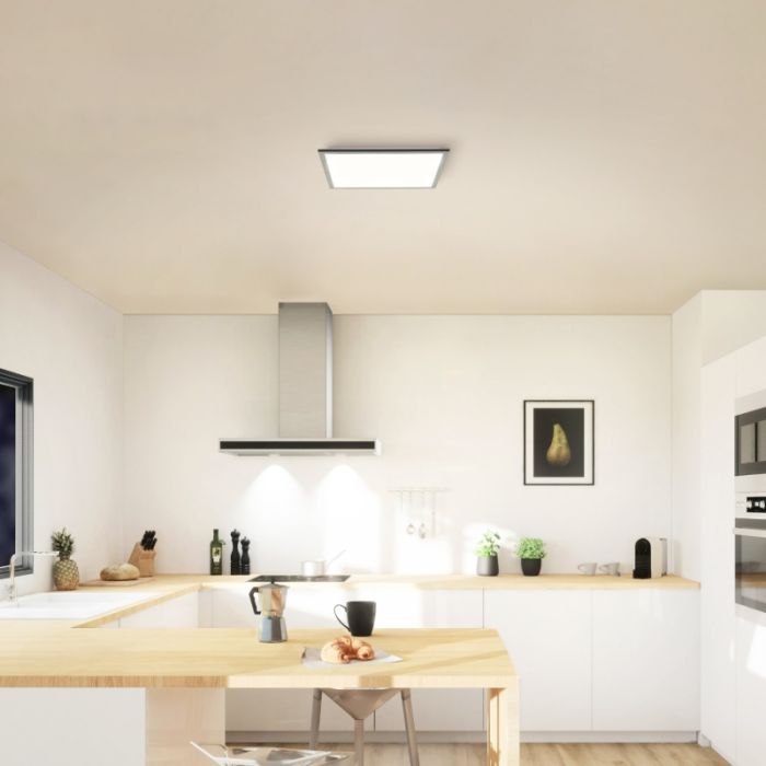 Plafoniera a pannello LED nera moderna, Usman, 24W, 4000K LED