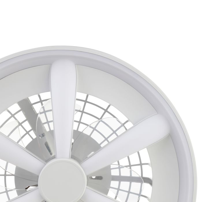 Ventilatore da soffitto bianco in plastica, Roos, 48W, RGBW LED, con telecomando