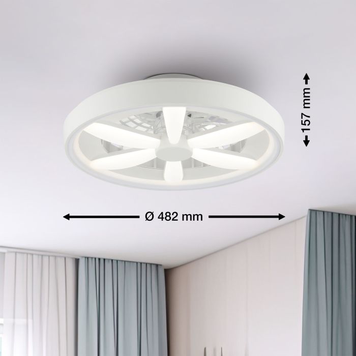 Ventilatore da soffitto bianco in plastica, Roos, 48W, RGBW LED, con telecomando