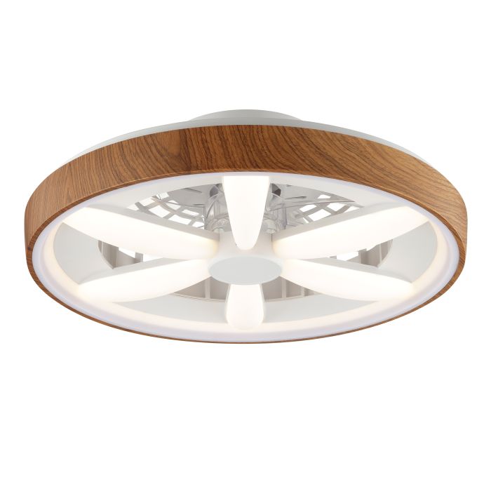 Ventilatore da soffitto in legno in plastica, Roos, 48W, RGBW LED, con telecomando