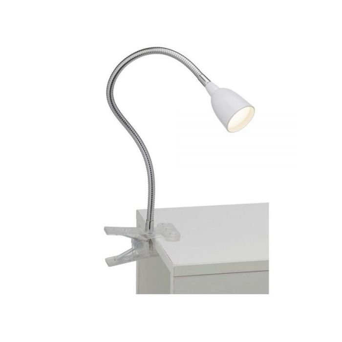 Faretto con pinza bianco in plastica, Kit, 2,4W, 3000K LED, con interruttore