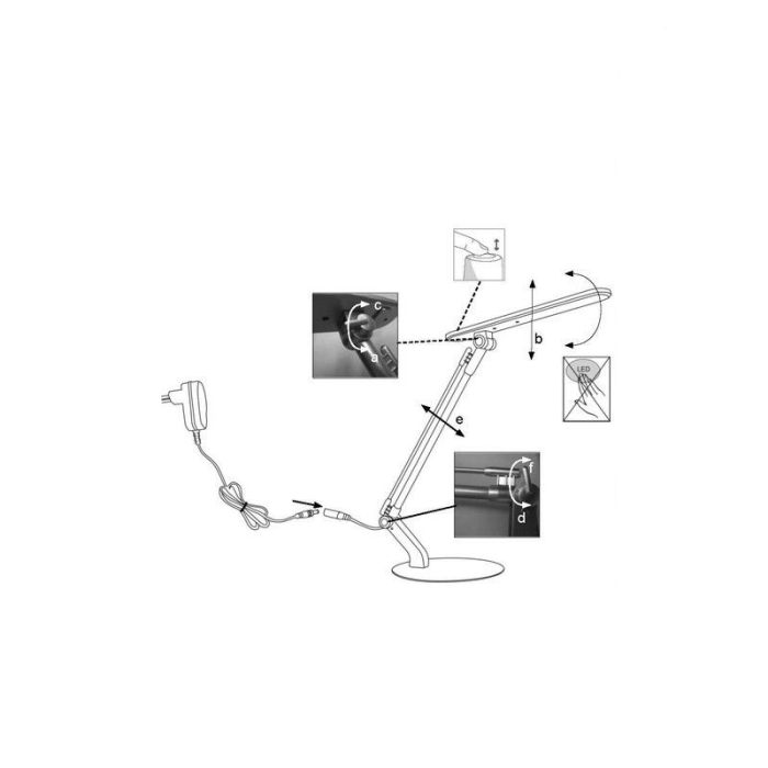 Lampada da scrivania argenta metallo, Larah, 6W, 4000K LED, con interruttore