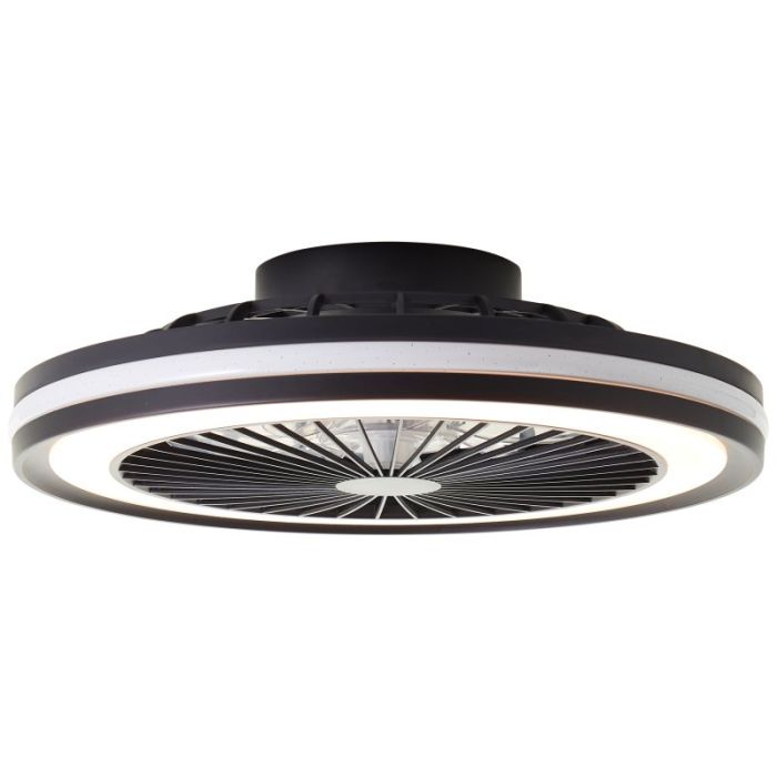 Ventilatore da soffitto nero moderno, Stefanus, 40W, RGBW LED, con telecomando