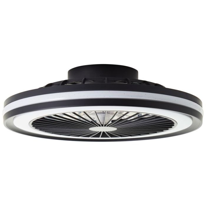 Ventilatore da soffitto nero moderno, Stefanus, 40W, RGBW LED, con telecomando