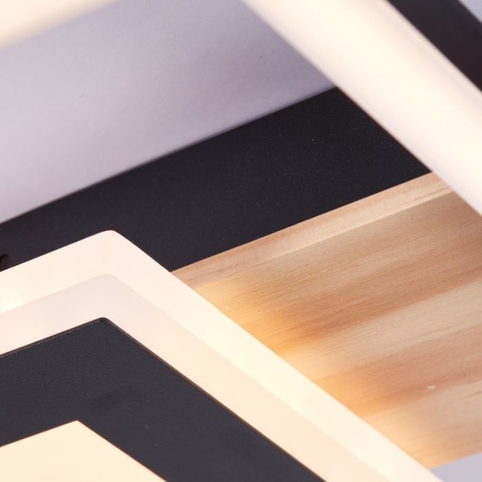 Lampada da soffitto nera design, Zakiya, 24W, 3000K LED