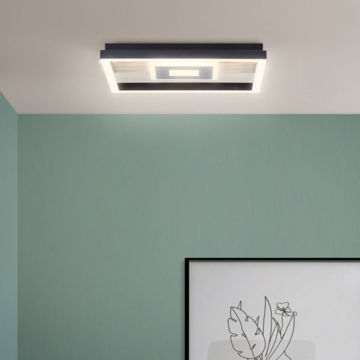Lampada da soffitto nera design, Zakiya, 24W, 3000K LED