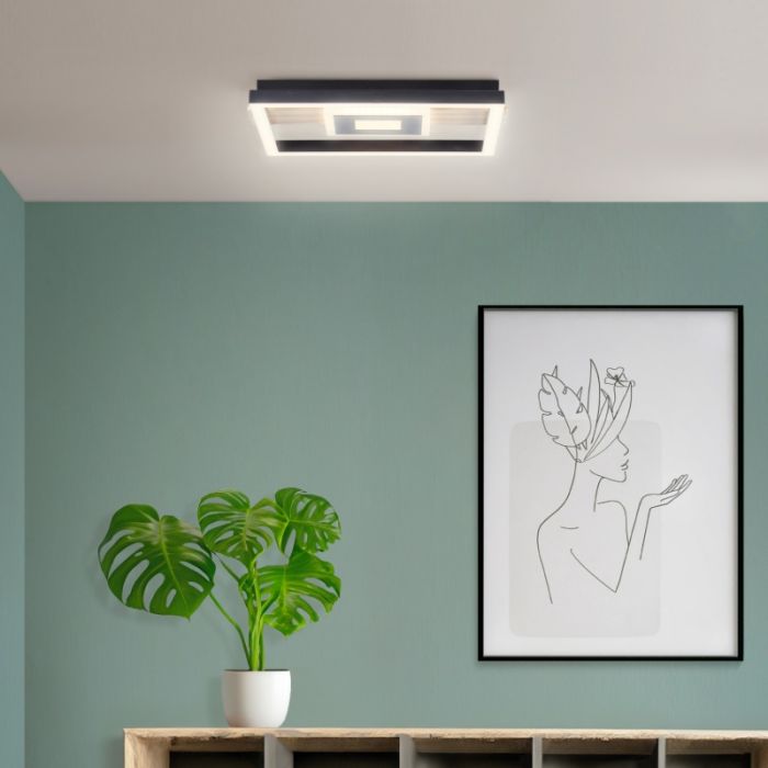 Lampada da soffitto nera design, Zakiya, 24W, 3000K LED