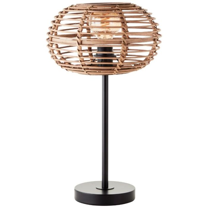 Lampada da tavolo in rattan marrone, Sevim, con interruttore