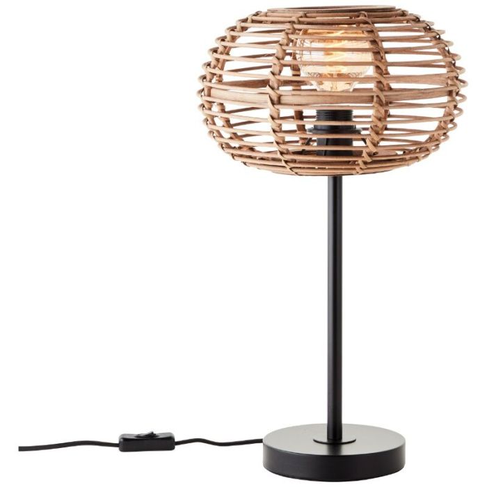 Lampada da tavolo in rattan marrone, Sevim, con interruttore