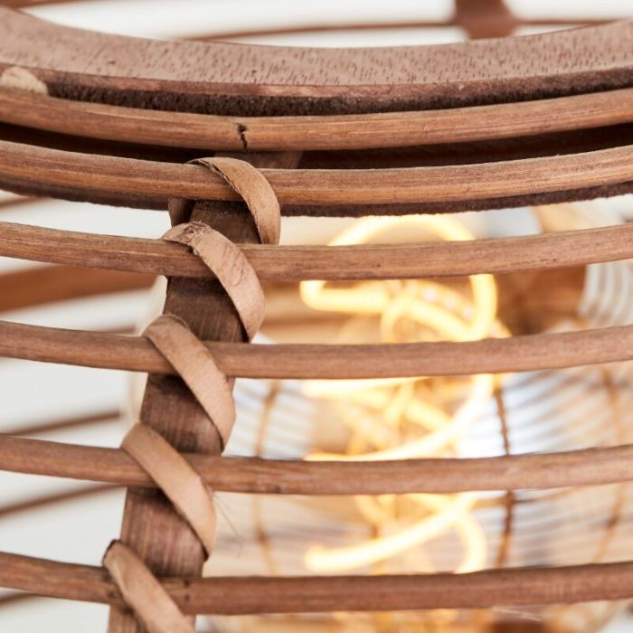 Lampada da tavolo in rattan marrone, Sevim, con interruttore