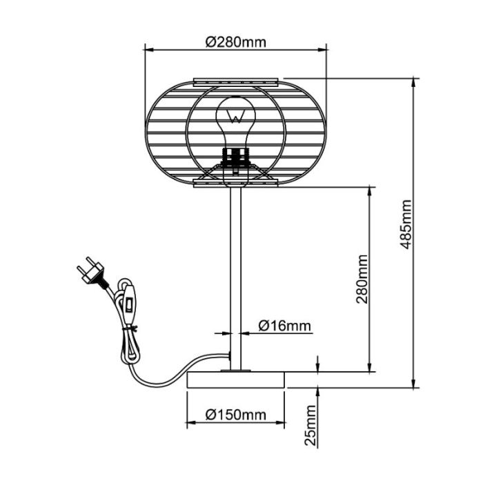 Lampada da tavolo in rattan marrone, Sevim, con interruttore