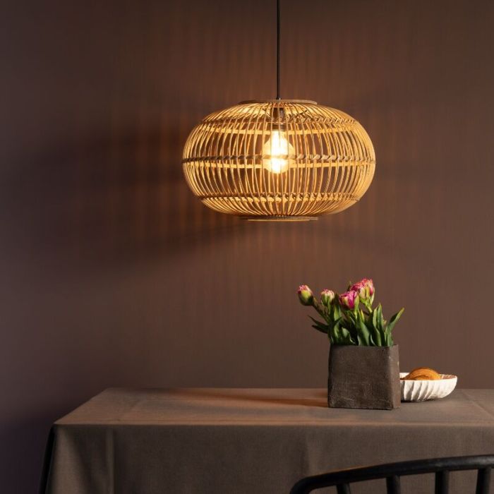 Lampada a sospensione in rattan marrone, Sevim