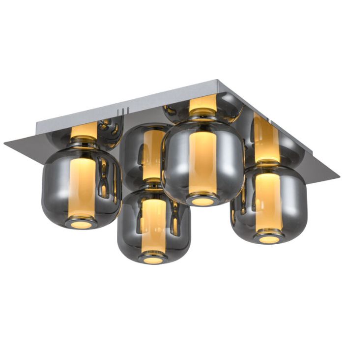 Lampada da soffitto cromata design, Emmely, 22W, 3000K LED