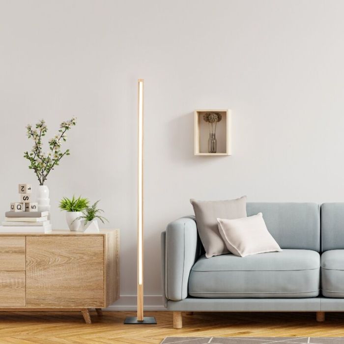 Piantana da lettura da terra marrone rustica, Renuka, 12W, 3000K LED, con interruttore