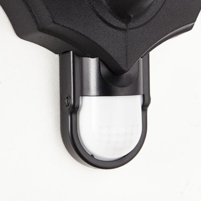 Applique da esterno con sensore di movimento nera classica, Rayn, IP44