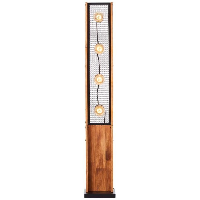 Lampada da terra in legno marrone, Rasha, con interruttore