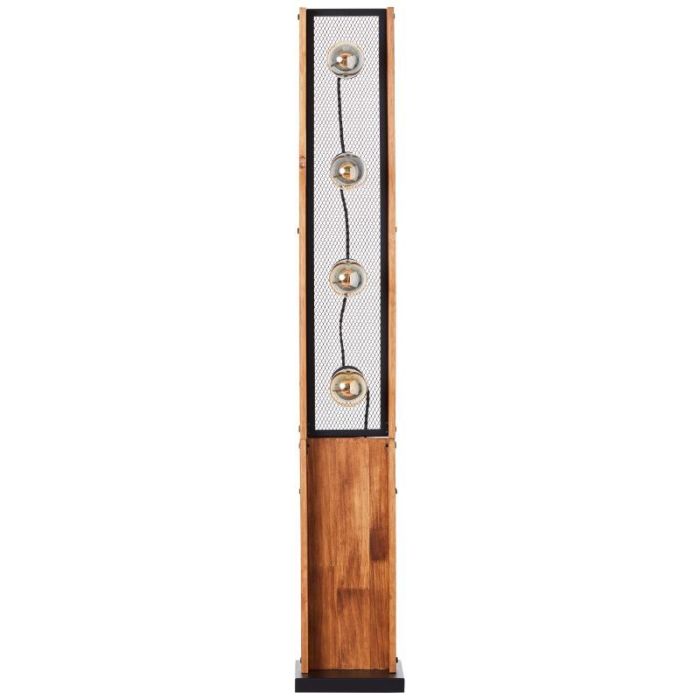 Lampada da terra in legno marrone, Rasha, con interruttore