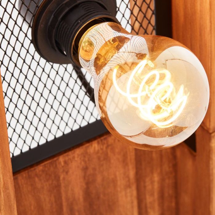 Lampada da terra in legno marrone, Rasha, con interruttore