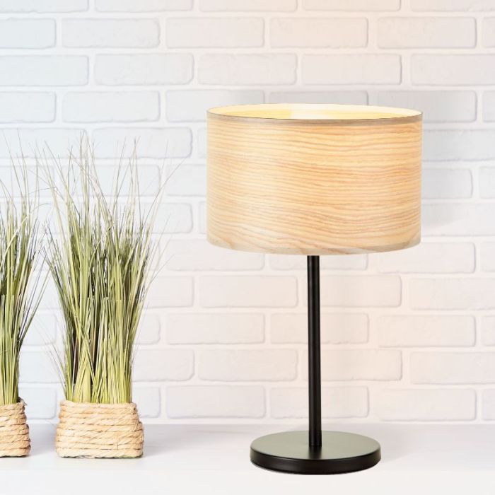 Lampada da tavolo in legno beige, Enna, con interruttore