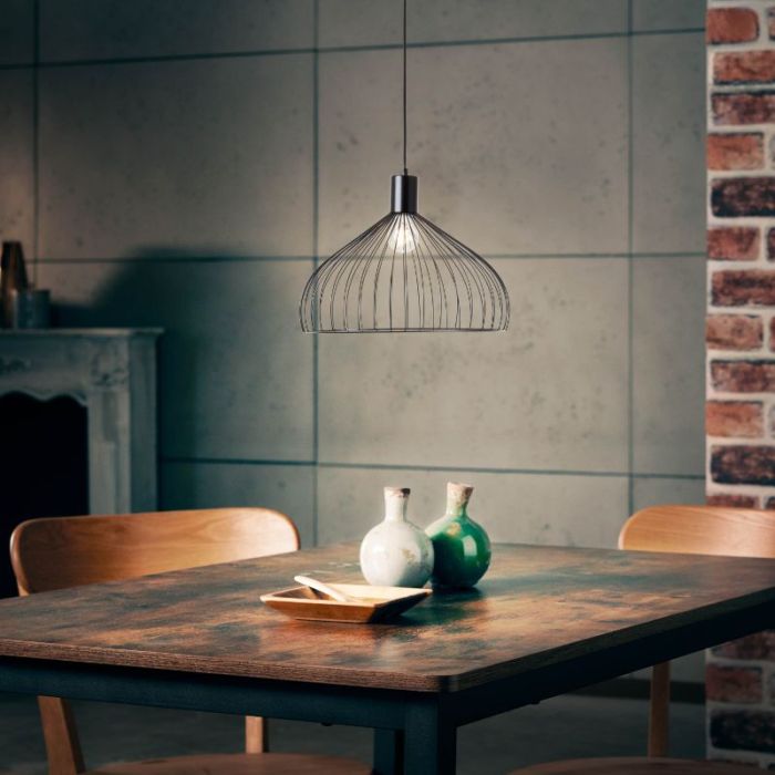 Lampada a sospensione nera industriale, Adama